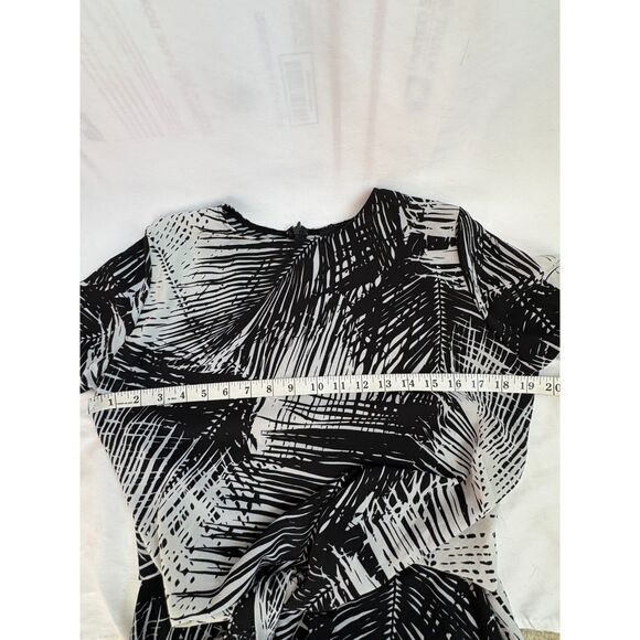 Ra Ju Palm Midi Dress Size M Black White Tropical Front Tie Abstract Classy - Picture 11 of 12